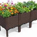 Outdoor Planter Raised Bed, Garden Terrace Balcony Planting Rack, Drainage Holes, Detachable, Modular Assembly, 300-lb Capacity, Durable, Ideal for Vegetables, Flowers, and Herbs(Deep-3)