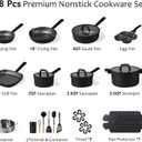 CAROTE 28PCS Pots and Pans Set, Nonstick Cookware Set Kitchen Non Stick Induction Titanium Cookware Non-toxic Granite Cooking set, PFOA Free, Black, 28 Piece