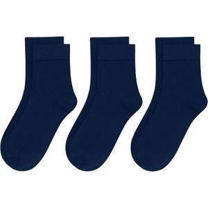 SIPCOLOR Womens Viscose Bamboo Crew Socks Thin Casual Ultra Soft Colorful Above Ankle Socks Breathable Comfortable 3/6 Pairs (US, Numeric, 8-11, Regular, Regular, Navy Blue(3 Pairs))