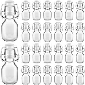 Tessco 30 Pcs Mini Swing Top Glass Bottles with Stoppers Small Flip Top Bottles with Airtight Lids for Crafts Decoration Wedding Themed Party Favors(2 oz,Transparent)