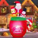 Christmas Inflatables Outdoor Decorations 6FT Blow Up Santa Claus Gingerbread Man Snowman in Xmas Mug for Outdoor Christmas Decorations