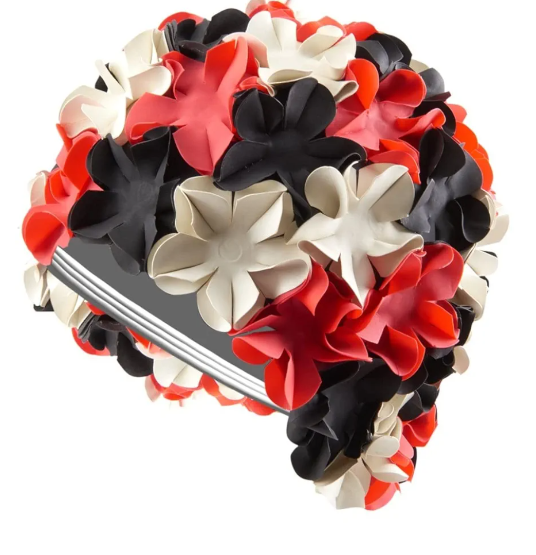 Sporti Flower Swim Cap - Swim Cap for Women- Stylish, Heavy-Duty Rubber, Hair Protection - Ideal for Water Enthusiasts