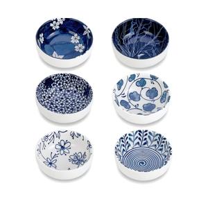 Japanese Style Ceramic Dipping Bowls,3'' Small Pinch Bowls Set Side Sauce Cups,Dishes for Sushi,Snack and Soy,BBQ,2.5 Oz Blue and White Mini Bowl for Kitchen Prep - Set of 6 (3 inch)
