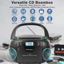 Boombox CD Player Portable Cassette Player with CD MP3 Bluetooth AUX TF/USB AM/FM Radio AC/DC Powered with Remote Control, Headphone Jack, Stereo Sound for Home,Kids,Gift(Black)