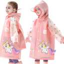 Kids Raincoat Toddler Rain Poncho Girls Boys Rain Coat Hooded Waterproof Rain Jacket Children Rain Suit 3-4T Years