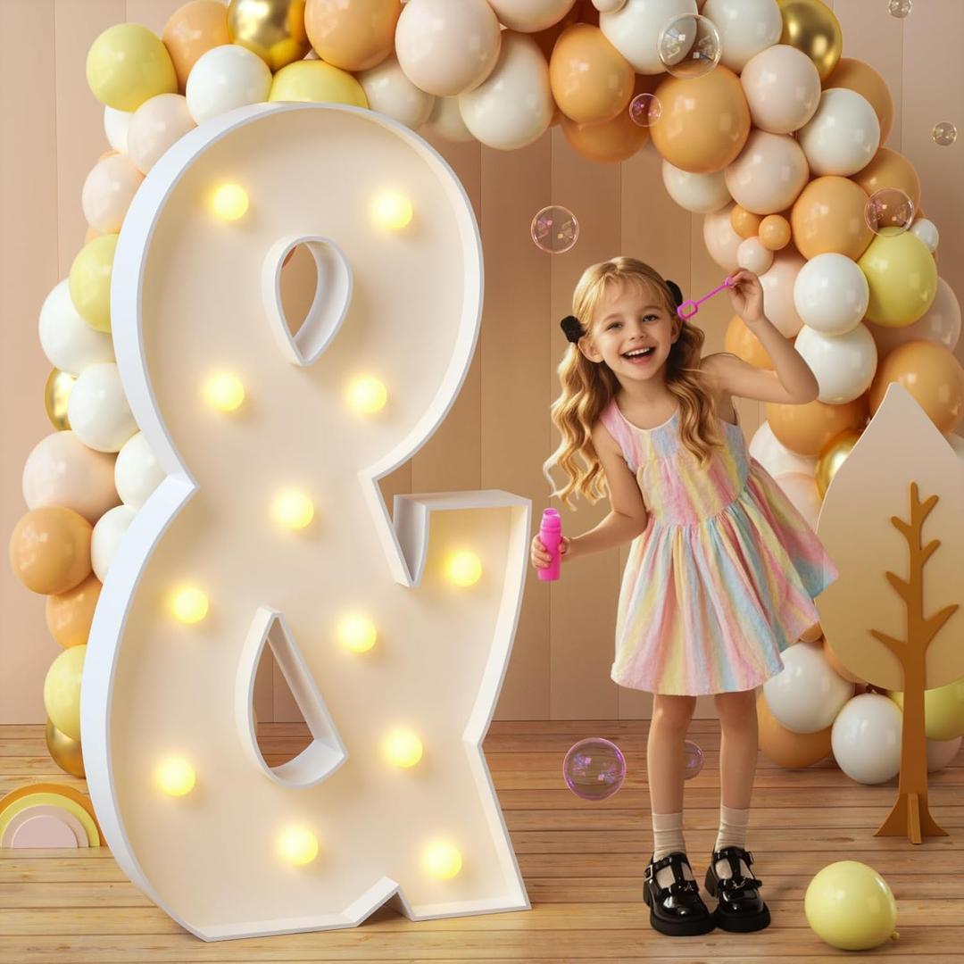 imprsv Marquee Light Up Letters, 4FT Mosaic Letters with Light for Baby Shower Graduation Party Decor, Large & for Engagement Wedding Party Decorations (Need to Assemble)