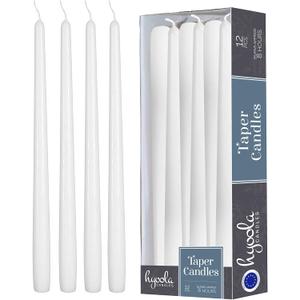 Hyoola 12 Pack Tall Taper Candles - 10 Inch White Dripless, Unscented Dinner Candle - Paraffin Wax with Cotton Wicks - 8 Hour Burn Time