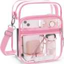 Blvornl Clear Crossbody Bag with Adjustable Shoulder Strap, Stadium Approved PVC Purse Bag, Messenger Bag (Small, Pink)