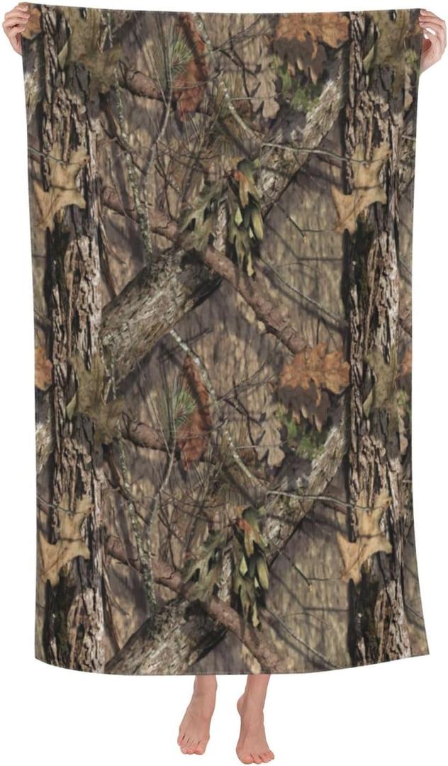 VOOHDDY Camo Camouflage Forest Hunting Beach Towel Large Soft Absorbent Microfiber Quick Dry Oversized Bath Towels for Bathroom Women Men Pool Camping Travel Swimming Picnic Sports, One Size