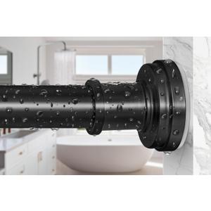 Black Shower Curtain Rod 36-68 Inch(3-5.6ft) Never Rust No Drilling Spring Tension Shower Rod, Adjustable Curtain Rod for Bathroom Window Closet