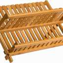 Sagler wooden dish rack plate rack Collapsible Compact dish drying rack Bamboo dish drainer