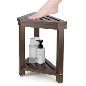 Boulphia Shower Foot Rest 14in, Acacia Wood Shower Stool for Shaving Legs (Walnut)