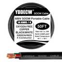 50ft 14/4 14 AWG Portable Power Cable (4 Conductor) - SOOW 600V 14 Gauge Electric Wire for Motor Leads, Portable Lights, Battery Chargers and Machinery - 4 Conductor - 50 Feet Electrical Cord