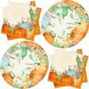 10in Thanksgiving Paper Plates Napkins Set Disposable Fall Party Dinnerware Serve 20 Person