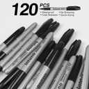 Permanent Markers, 120 Count Black, Fine tip, Oil-Based Permanent Markers, Waterproof and Fade-Resistant, for Paper, Wood, Metal, Glass and More