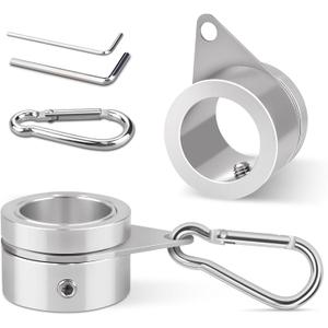 2 Pack Aluminum Alloy Flag Pole Rings, 360 Degree Rotating Flagpole Flag Mounting Rings Spinning Flag Pole Kit with Carabiner for 0.75-1.00 Inch Diameter Flagpole ( 1 inch, Silver) (2 Pack-1 inch, silver)