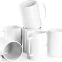 Jassceram Coffee Mugs Set of 6, 18 Ounce Porcelain Mugs for Latte, Hot Tea, Cappuccino, Cocoa and Milk, Ceramic Coffee Cups with Large Handle - Dishwasher & Microwave Safe, White