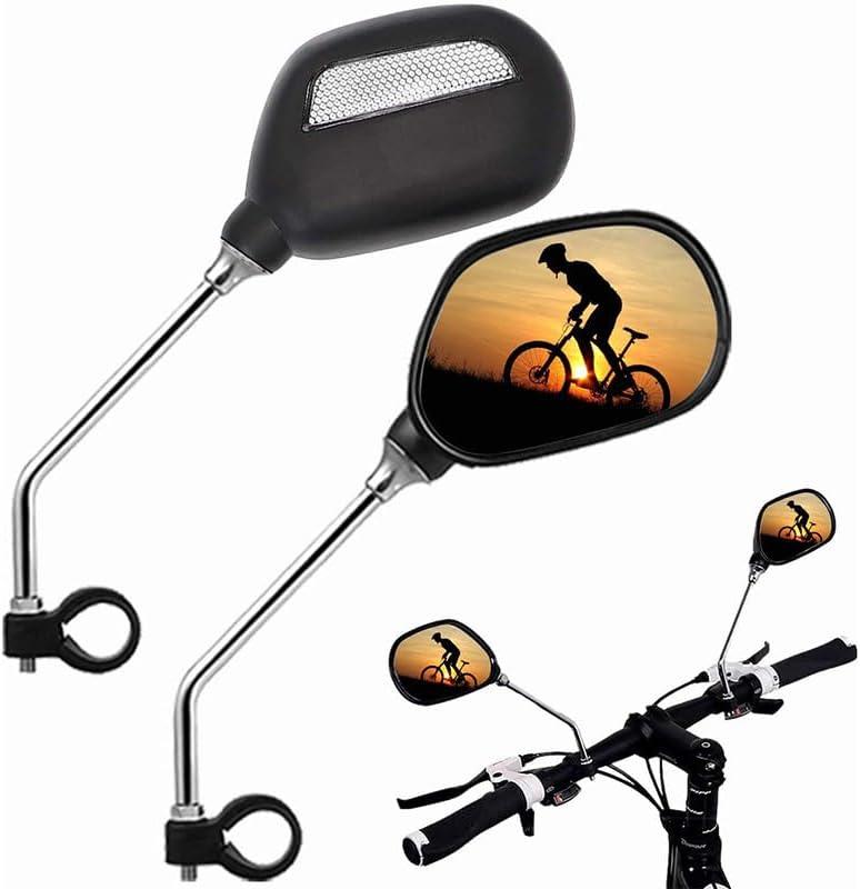 Bike Mirrors, 2Pcs Bicycle Large Wide Angle 360Adjustable -Bicycle Mirrors for Handlebar 22-26mm, for Mountain Road Bike Motocycle (Black)