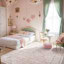 Pink Area Rugs 5x7 Nursery Rug for Baby Girl Neutral Floral Area Rug for Living Room, Vintage Boho Washable Rug Indoor Carpet for Bedroom Dining Room