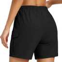 MAGCOMSEN Women's 5'' Hiking Cargo Shorts UPF 50 Quick Dry Lightweight Athletic Golf Outdoor Summer with Zipper Pockets (Black), L