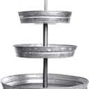 GetSet2Save Vintage Galvanized 3 Tier Serving Tray Rustic Country Farmhouse Kitchen, One Size, Silver