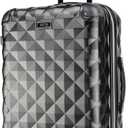 Kenneth Cole REACTION Diamond Tower Collection Lightweight Hardside Expandable 8-Wheel Spinner Travel Luggage, Black, 24-Inch Checked