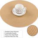 SHACOS Round Placemats Set of 8 Washable 15 inch Round Placemat Cotton Polyester Woven Braided Table Place Mats for Dining Table Decor, Camel