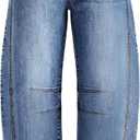 ZESICA Womens Barrel Jeans for Women Trendy 2026 High Waisted Wide Leg Stretchy Baggy Ankle Denim Pants with Pockets, Mid Blue, Small