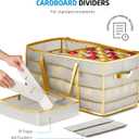 ZOBER Christmas Ornament Storage Box Plastic - Stores 128 3" Ornaments with Individual Trays - Ornament Organizer Storage Box, Durable Christmas Containers Holder - Gold