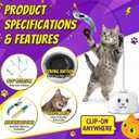 Interactive Cat Toys for Indoor Cats: Upgraded 360 Automatic Spin Flying Bird Feather Wand with Silicone Protected Rod Safe Play, Strong 8cm Suction Cup, USB-Rechargeable for Bored Kittens and Adult