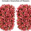 HyeFlora Bougainvillea Artificial Hanging Flowers Plants for Outdoors Winter Decoration, 2pcs Faux Bougainvillea Vines Red Fake Flowers Realistic UV Resistant Silk Flowers for Outside Planter Yard Urn