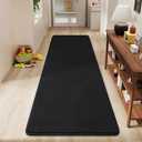 Amearea Modern Soft Hallway Runner Rug, 2x6 Feet Washable Runner Rugs for Hallway, Black Fluffy Rug Bedroom Bedside Rugs, Non Slip Memory Foam Rug Carpet for Entrance Kitchen Living Room Decor
