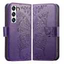 DiGPlus Galaxy S22 5G Wallet Case, [Butterfly & Flower Embossed] PU Leather Wallet Case Flip Protective Phone Cover with Card Slots and Kickstand for Samsung Galaxy S22 6.1-Inch (Purple)