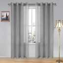 DWCN Sheer Curtains for Living Room Grey Faux Linen Look Voile Drapes Grommet Window Curtain 52 x 84 Inch Long, Set of 2 Panels