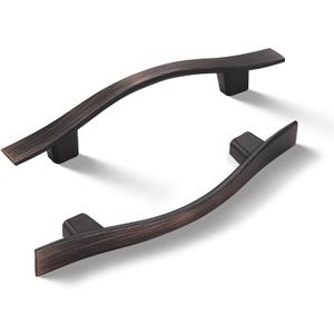 KNOBWELL 30 Pack 3 inch Curved Kitchen Cabinet Handles Oil Rubbed Bronze, Vintage Dresser Drawer Pulls for Cupboard Cabinet Vanity Closet, 3 Inch Hole Spacing Cabinet Pulls