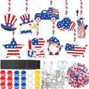 Pasimy 36 Sets 4th of July Crafts Kit Patriotic Suncatchers Paint Your Own American Flag Window Hanging Ornaments Decorations Red Blue White Art Gifts for Independence Day Party Classroom Activity