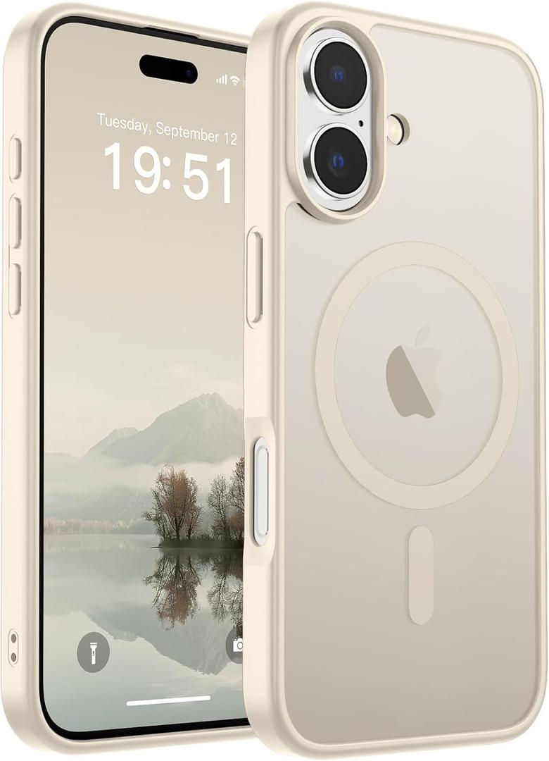 SUPFINE Magnetic for iPhone 17 Case (Compatible with MagSafe)(Military Grade Drop Protection) Translucent Matte Shockproof with Anti-Fingerprint Phone Cover,Antique White