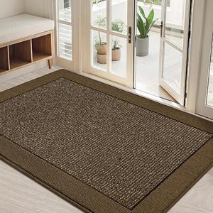 BEQHAUSE Indoor Door Mat 32" x 48", Dirt Trapper Door Mats Non-Slip Entryway Rugs Washable, Resist Dirt Absorbent Welcome Mat, Low Profile Floor Mats for Front Back Door and Entryway, Brown