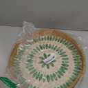 YANGQIHOME Round Serving Tray With Decorative Mother of Pearl Inlay, Rattan Wicker for Home Decor, Table Decor, Gifts, Dining, Woven for Food, Fruit, Coffee, 11.8 Inch (Green/White)