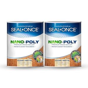 Seal-Once Nano+Poly Penetrating Wood Sealer with Polyurethane - Premium Waterproof Sealant - 2 Gallon & Clear