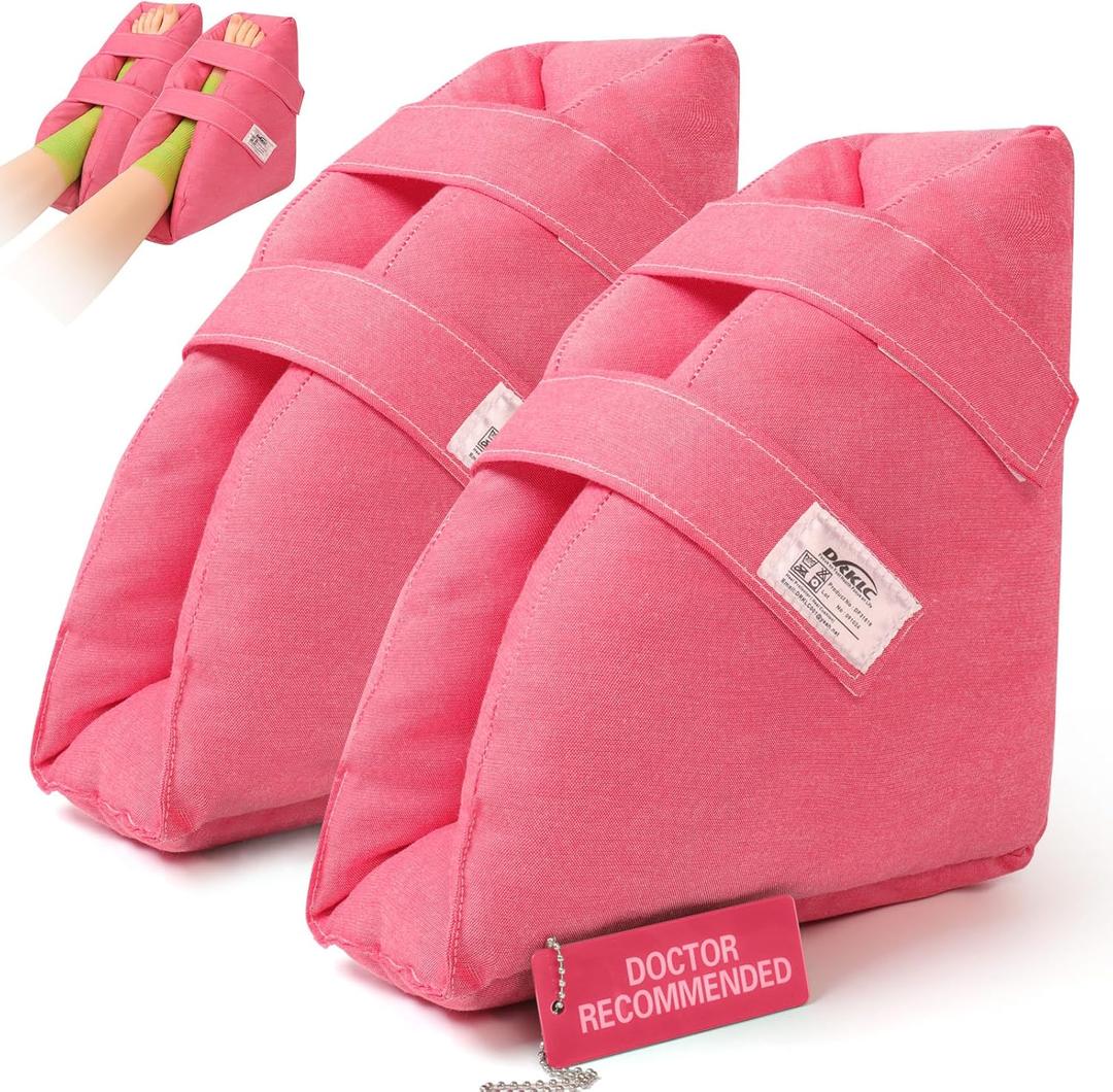 Heel Protectors Cushion for Pressure Sores,Adjustable Foot Support Boot Surgery Recovery Supplies for Elderly Bedridden Pressure Ulcer Cushion Ankle Pillow for Bed, Wheelchairs (Red- 2 Piece ( 1 Pairs ))