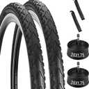 2 Pack 26X1.75 Bicycle Tire, Folding 26X1.75 Mountain Bike Tires with Schrader Valve and 2 Tire Levers, Replacement for Road/Street//MTB/Cruiser Bike Tires and Tubes 26 x 1.75 26x1.95 26x2.0