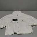 CHARTOU Women's Chic Button Down Tassel Fringe Denim Jean Cropped Jacket (Medium, White)