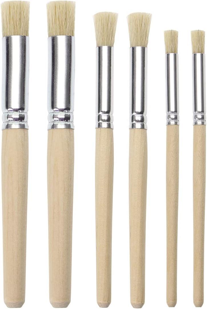 PENTA ANGEL Wooden Stencil Brush Natural Wood Bristle Template Art Paint Brushes for Acrylic Oil Watercolor Painting on Wood Wall Paper and Crafts Project DIY (6)