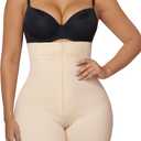 SHAPERX High-Waisted Tummy Control Shapewear for Women Seamless Zip-Up Easy-On Body Shaper Shorts Slimming Fit Underwear (Large, Beige)