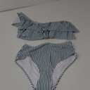 VIMPUNEC Ruffle One Shoulder Swimsuits for Women Striped High Waisted Two Piece Bathing Suits, Size M