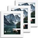 Hongkee 4x5 Picture Frame - Made of Real Glass and White Wooden Frame, 4 by 5 small Photo for Wall or Tabletop Display, 3 Pack