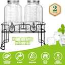 1 Gallon Glass Drink Dispensers For Parties 2PACK.Beverage Dispenser,Glass Drink Dispenser With Stand And Stainless Steel Spigot 100% Leakproof.Lemonade Dispenser With Ice Cylinder.Laundry Detergent