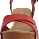 Soda MIGUEL ~ Women Crisscross Band Fashion Chunky Platform Block Mid Heel Sandal with Ankle Strap and Stud Size 