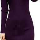v28 Sweater Dress for Women Ribbed Knit Fitted midi Sexy Fall Winter Bodycon Cowl Neck Dresses (Small, Purple)